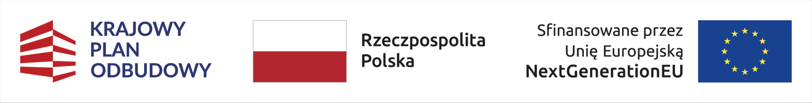 3 loga: Krajowy Plan Odbudowy, Rzeczpospolita Polska, Sfinansowane przez Unię Europejską NextGenerationEU
